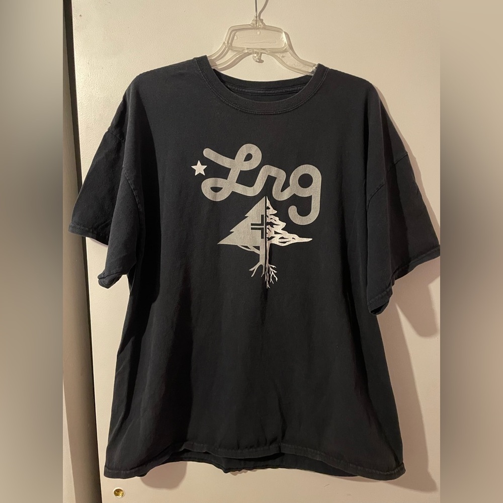 LRG Men's Black Tee with Silver Graphic